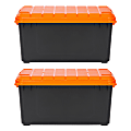 Iris® Heavy Duty Store-It-All Totes, 20.5 Gallon, 30-1/2”L x 16-1/2”W x 25-1/4”H, Black/Orange, Set Of 2 Totes 1 thumbnail image