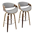 LumiSource Curvini Bar Stools, Walnut/Gray, Set Of 2 Stools 1 thumbnail image