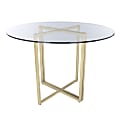 Eurostyle Legend Round Dining Table, 30”H x 36”W x 36”D, Matte Brushed Gold/Clear