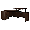 Bush Business Furniture Components 60"W Right Hand 3 Position Sit to Stand L Shaped Desk with Mobile File Cabinet, Mocha Cherry, Premium Installation 1 thumbnail image
