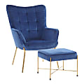 LumiSource Izzy Lounge Chair And Ottoman Set, Gold/Blue 1 thumbnail image