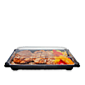 Stalk Market Compostable Food Trays, With Lids, 9.25" x 5.75" x 1.75", Clear lids and black bottoms, Pack of 300 Trays