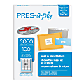 Avery PRES-a-ply® Labels With Permanent Adhesive, 30600, Rectangle, 1" x 2-5/8", White, Pack Of 3000 Labels