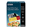 Epson® Premium Inkjet Paper, Letter Size (8 1/2" x 11"), 108 (U.S.) Brightness, Bright White, Pack Of 500 Sheets