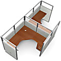 OFM RiZe Workstation Panel System, 1 X 2 Configuration, 63"H, 72"W, Translucent Top Panels, Gray/Cherry 1 thumbnail image