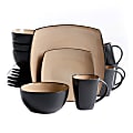 Gibson Home Soho Lounge 16-Piece Square Dinnerware Set, Black/Taupe 1 thumbnail image