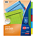 Avery® Big Tab™ Insertable Plastic Dividers, Multicolor, 5-Tab