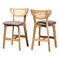 Baxton Studio Dannell Mid-Century Modern 2-Piece Counter Stool Set, Gray/Natural Oak 1 thumbnail image