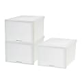 Iris® Storage Bins With Sliding Doors, 14-1/4" x 16-1/8", White, Set Of 3 Bins 1 thumbnail image