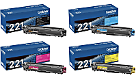 Brother® TN221 Black And Cyan, Magenta, Yellow Toner Cartridges, Pack Of 4, TN221CMY 1 thumbnail image