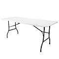 Elama Plastic Folding Outdoor Furniture Table, 29-1/2"H x 29-1/2"W x 70-13/16"D, White/Gray
