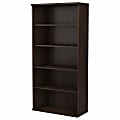 Bush Business Furniture Hybrid 73"H 5-Shelf Bookcase, Black Walnut, Standard Delivery
