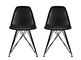 DHP Mid-Century Modern Molded Chairs, Black, Set Of 2