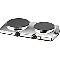 Brentwood TS-372 1440w Electric Double Hot Plate, Silver - 2 x Burner - GrateCast Iron, Metal, Plastic 1 thumbnail image