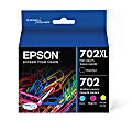 Epson® 702XL Black/702 DuraBrite® Tri-Color Ultra High-Yield/Standard Yield Ink Cartridges, Pack Of 2, T702XL-BCS