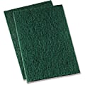 Genuine Joe Heavy-duty Scouring Pad - 3.5" Width x 3.5" Depth - 15/Carton - Polyester Blend - Green 1 thumbnail image