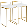 LumiSource Fuji Stacker Counter Stools, White Seat/Gold Frame, Set of 2 Stools, B26FUJIAUW2 1 thumbnail image