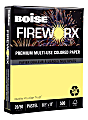 Boise® FIREWORX® Multi-Use Color Paper, Letter Size (8 1/2" x 11"), 20 Lb, 30% Recycled, FSC® Certified, Crackling Canary, Ream Of 500 Sheets, Case Of 10 Reams