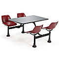OFM 71"W Cluster Table And 4-Chair Set, Maroon/Stainless Steel