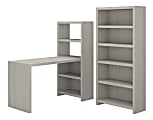 kathy ireland® Office by Bush Business Furniture Echo Bookcase Desk With Storage, Gray Sand, Standard Delivery 1 thumbnail image