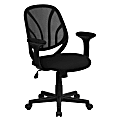 Flash Furniture Y-GO Mesh Mid-Back Swivel Chair With Armrests, Black