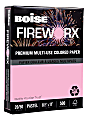 Boise® FIREWORX® Color Multi-Use Print & Copy Paper, Powder Pink, Letter (8.5" x 11"), 5000 Sheets Per Case, 20 Lb, 30% Recycled, FSC® Certified