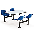 OFM 71"W Cluster Table And 4-Chair Set, Blue/Nebula