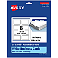 Avery® Printable Rounded Corner Business Cards With Sure Feed® Technology, Print-To-The-Edge, 2"x3.5", Matte White, Pack Of 80