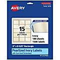 Avery® Pearlized Permanent Labels With Sure Feed®, 94235-PIP100, Rectangle, 2" x 2-5/8", Ivory, Pack Of 1,500 Labels