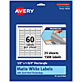 Avery® Print-To-The-Edge TrueBlock® Labels With Sure Feed®, 94204-TWMP25, Rectangle, 1/2" x 1-3/4", Matte White, Pack Of 1500 1 thumbnail image
