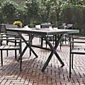 Flash Furniture Finch Commercial-Grade Faux Teak Poly/Metal X-Frame Outdoor Furniture Dining Table, 30-1/4"H x 35-1/2"W x 59"D, Gray 1 thumbnail image