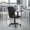 Flash Furniture Quilted Vinyl Mid-Back Swivel Task Chair, With T-Arms, Black 1 thumbnail image