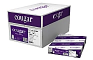 Cougar® Digital Printing Paper, Letter Size (8 1/2" x 11"), 98 (U.S.) Brightness, 65 Lb Cover (176 gsm), FSC® Certified, 250 Sheets Per Ream, Case Of 10 Reams