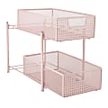 Mind Reader 2-Tier Mesh Cabinet Basket, Medium Size, Pink