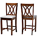 Baxton Studio Reneau Counter Stools, Gray/Walnut, Set Of 2 Stools 1 thumbnail image