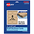 Avery® Print-To-The-Edge Business Cards With Sure Feed® Technology, 2"x3-1/2" Leaf, Kraft Brown, Pack Of 400 1 thumbnail image