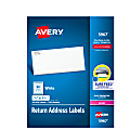 Avery® Laser Address Labels With Sure Feed® Technology, Return, AVE5967, 1/2" x 1 3/4", White, Pack Of 20,000