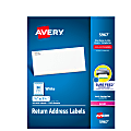 Avery® Laser Address Labels With Sure Feed® Technology, Return, AVE5967, 1/2" x 1 3/4", White, Pack Of 20,000 1 thumbnail image