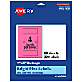 Avery® Print-To-The-Edge Labels With Sure Feed® Technology, 94241-BPP80, Rectangle, 2" x 5", Matte Bright Pink, Pack of 320 1 thumbnail image