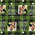 Custom Full-Color Gloss Finish Wrapping Paper, Standard Roll, 7' x 29-1/4", Merry Christmas Green Plaid With Photos 1 thumbnail image