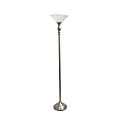 Elegant Designs 1-Light Torchiere Floor Lamp, 71"H, Brushed Nickel/White