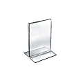 Azar Displays Double-Foot Acrylic Vertical Sign Holder, 5 1/2"W x 8 1/2"H, Clear, Pack Of 10