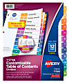 Avery® Ready Index® 1-12 Tab Binder Dividers With Customizable Table Of Contents, 8-1/2" x 11", 12 Tab, White/Multicolor, Pack Of 6 Sets