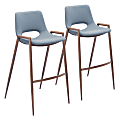 Zuo Modern Desi Bar Chairs, Gray/Brown, Set Of 2 Chairs