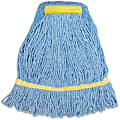 Genuine Joe Synthetic Blend Small Mophead - Small - Narrow Headband, Looped Ends, Durable, Launderable - Rayon, Cotton, Cotton, Fiber - Blue - 12 oz 1 thumbnail image