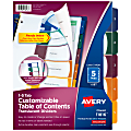 Avery® Ready Index® Plastic Dividers, 1-5 Tab & Table Of Contents, Multicolor