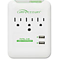 Compucessory 3-Outlet/2-USB Surge Protector, White, CCS51550