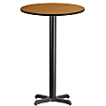 Flash Furniture Laminate Round Table Top With Bar-Height Table Base, 43-1/8"H x 24"W x 24"D, Natural/Black