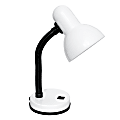 Creekwood Home Essentix Metal Desk Lamp With Flexible Gooseneck, 14-1/4"H, White Shade/White Base