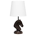 Simple Designs Decorative Chess Horse Table Lamp, 17-1/4"H, White/Dark Bronze